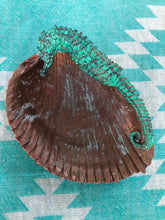 Load image into Gallery viewer, Green Sea Horse trinket tray Shell Art