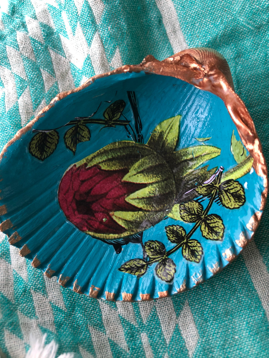 Little Flower Bud trinket tray Shell Art sold