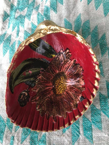 Daisy Flower trinket tray Shell Art sold