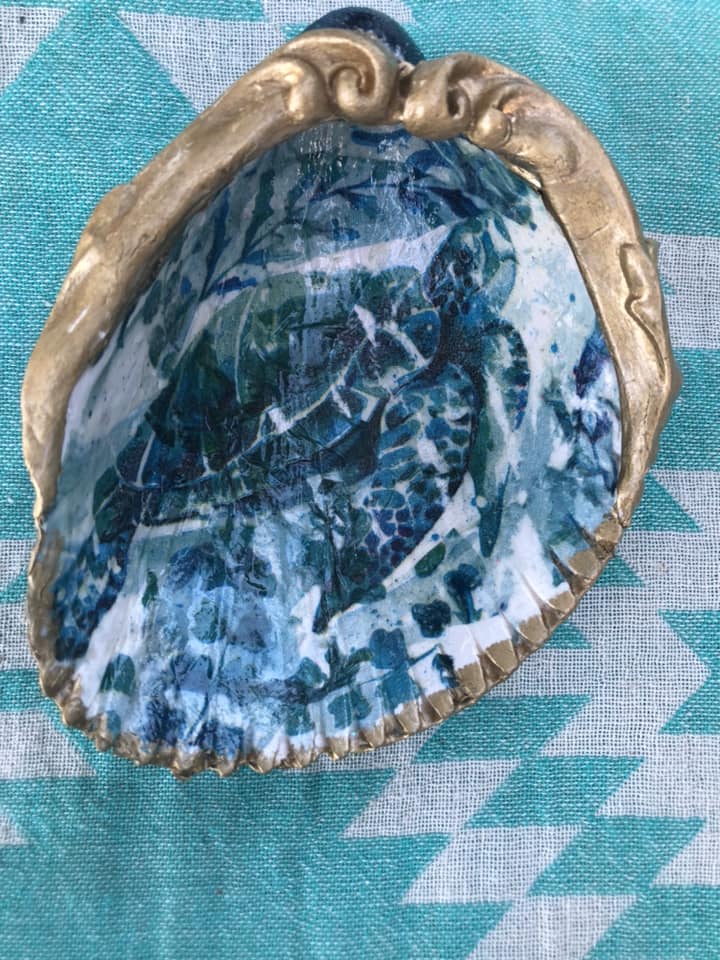 Turtle with Moulds trinket tray Shell Art